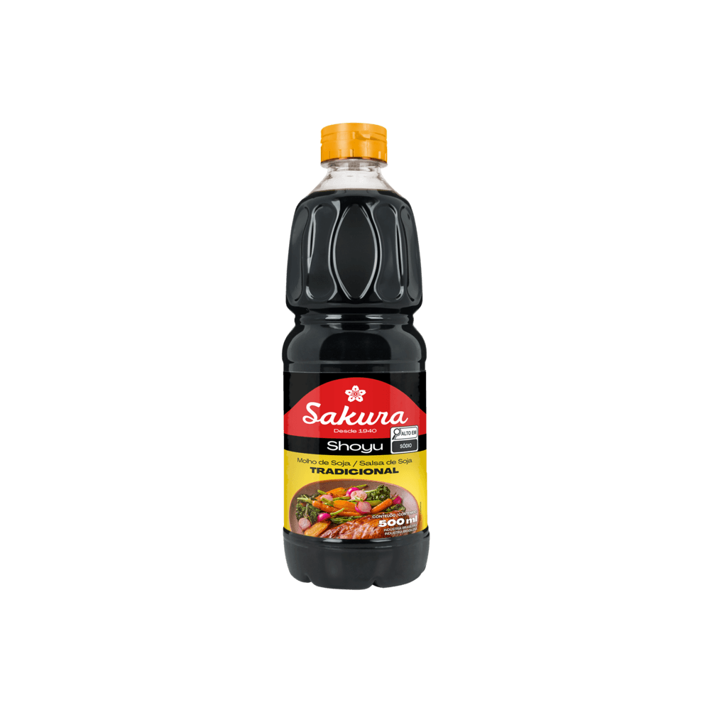 Molho de Soja Shoyu Tradicional Sakura Garrafa 500ml