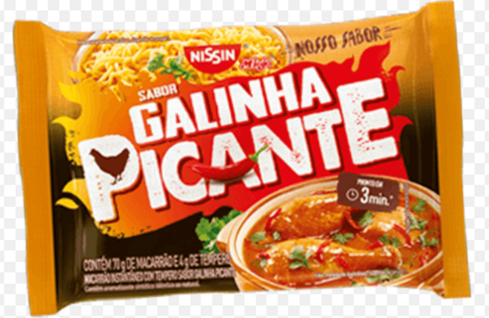 Macarrão Instantâneo Lámen com Tempero Galinha Caipira Picante Nissin Miojo Pacote 85g Sendo 80g de Macarrão e 5g de Tempero