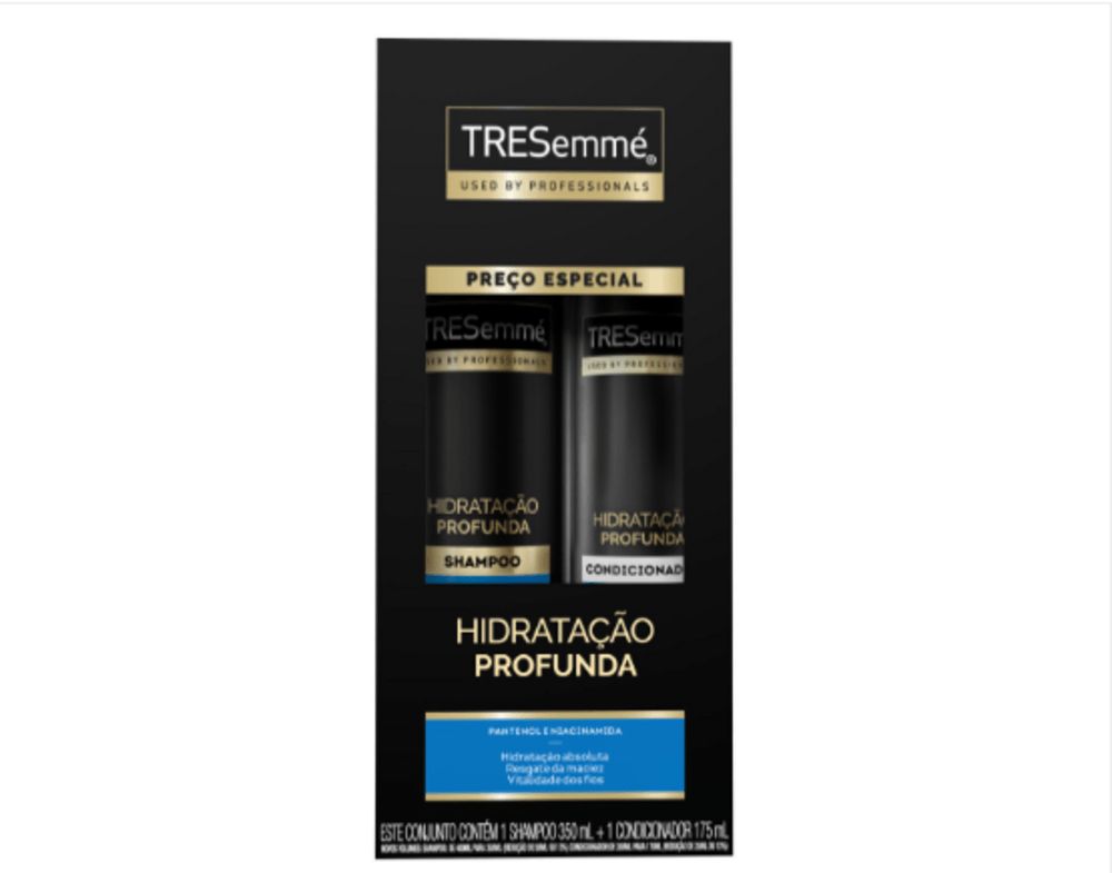 Kit Shampoo 350ml + Condicionador 175ml Pantenol e Niacinamida Tresemmé Hidratação Profunda Preço Especial