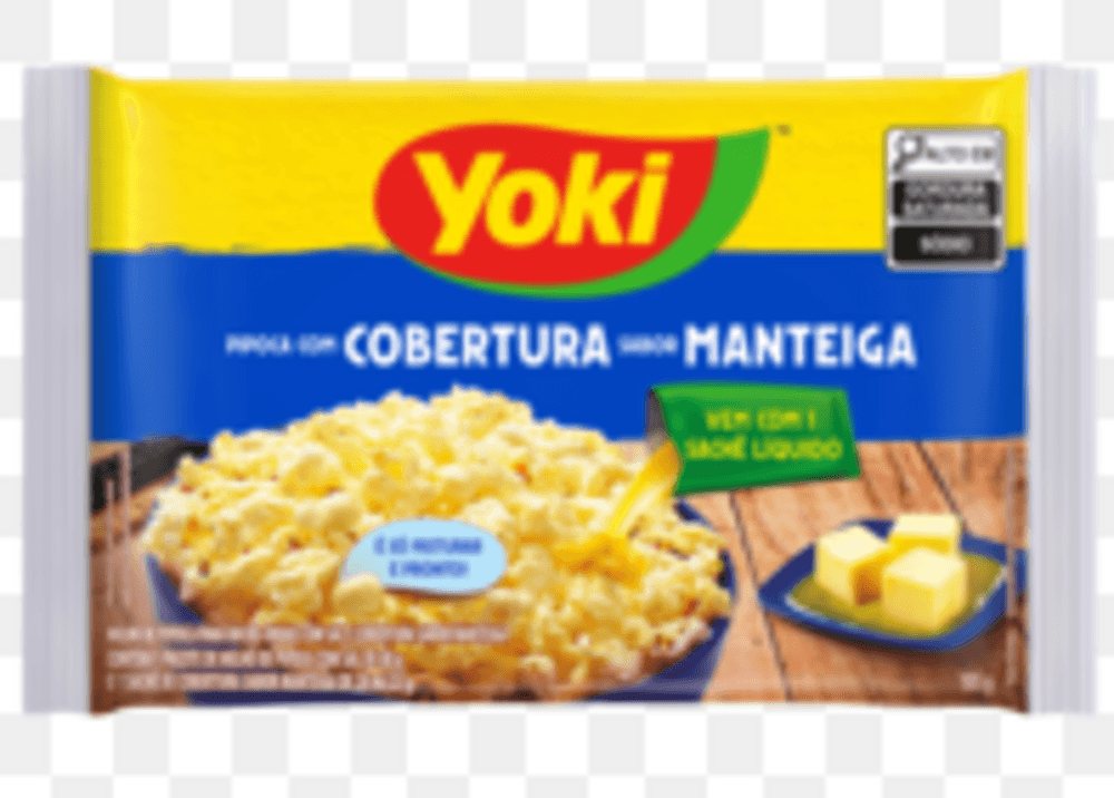 Pipoca para Micro-Ondas com Sal Cobertura Manteiga Yoki Pacote 105g Sendo 80g de Milho e 25g de Cobertura