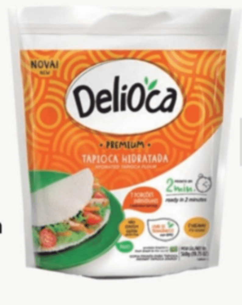 Goma Pronta para Tapioca Hidratada Delioca Premium Sachê 560g 7 Unidades de 80g Cada