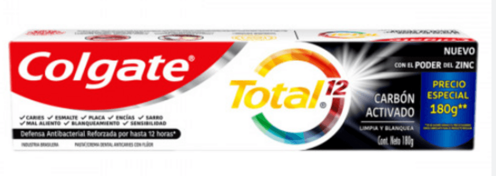 Creme Dental Anticárie com Flúor Carvão Ativado Colgate Total 12 Caixa 180g Preço Especial