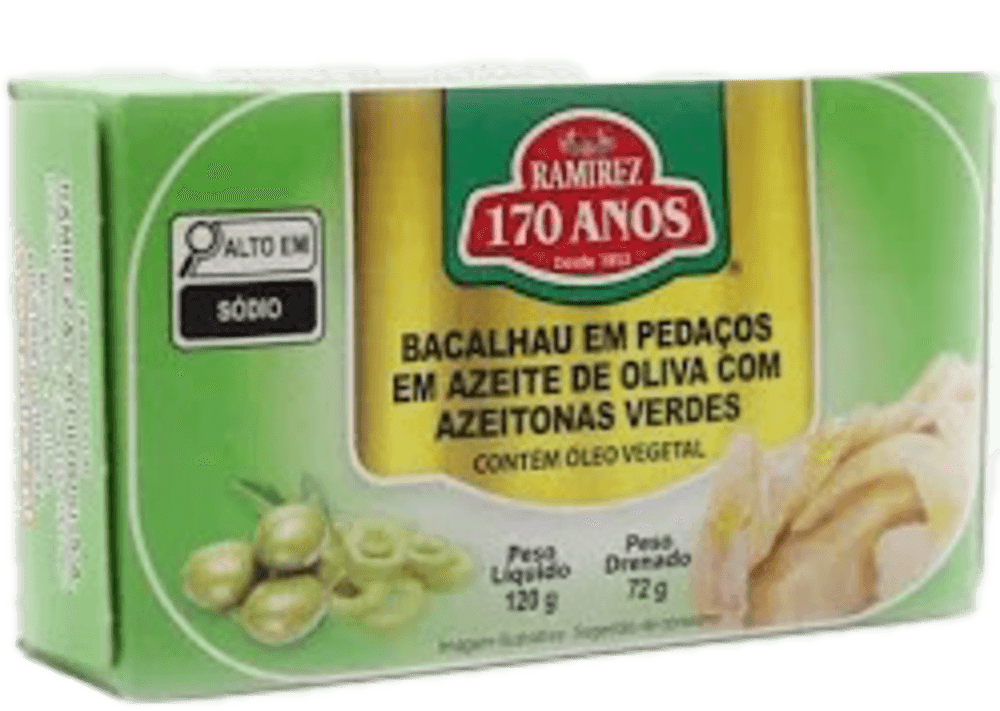 Bacalhau Português Ramirez em Conserva com Azeite e Alho Lata 120 g