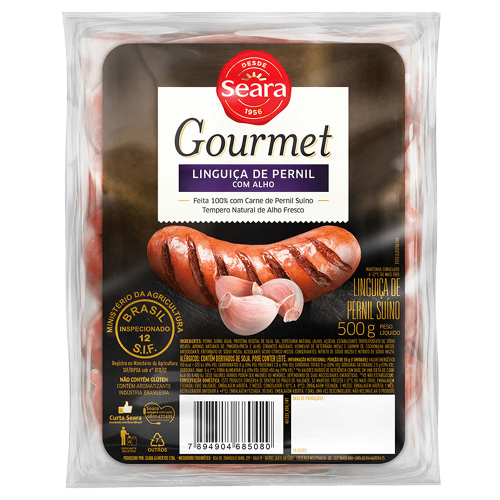Linguiça de Pernil Seara Gourmet com alho poró 500g