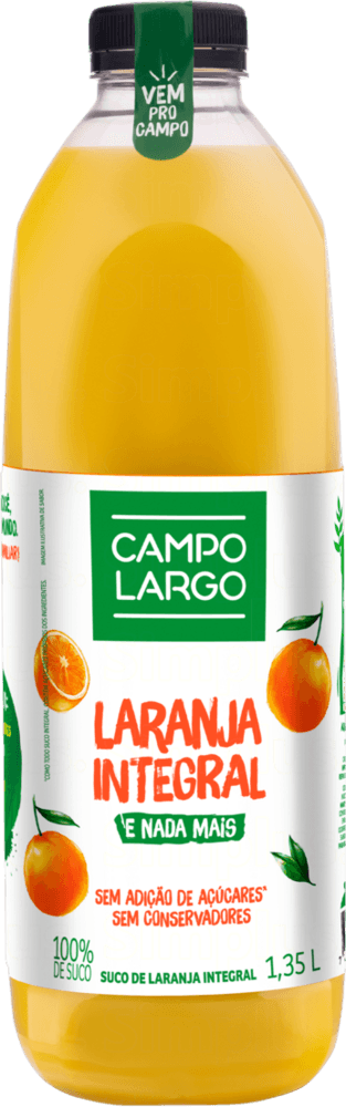Suco Integral de Laranja sem Adição de Açúcar Campo Largo Garrafa 1,35l