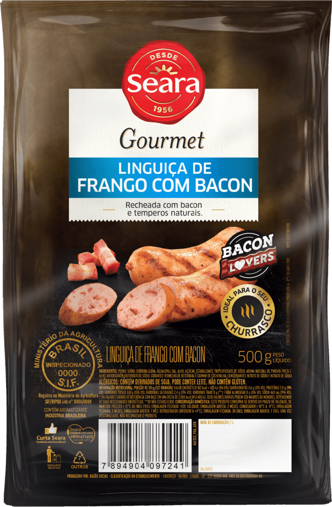 Linguiça Seara Gourmet  Frango com Bacon 500g