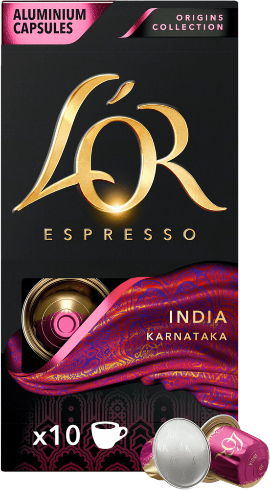 Cápsula de Café Espresso L'OR India Karnataka 52g com 10 Unidades