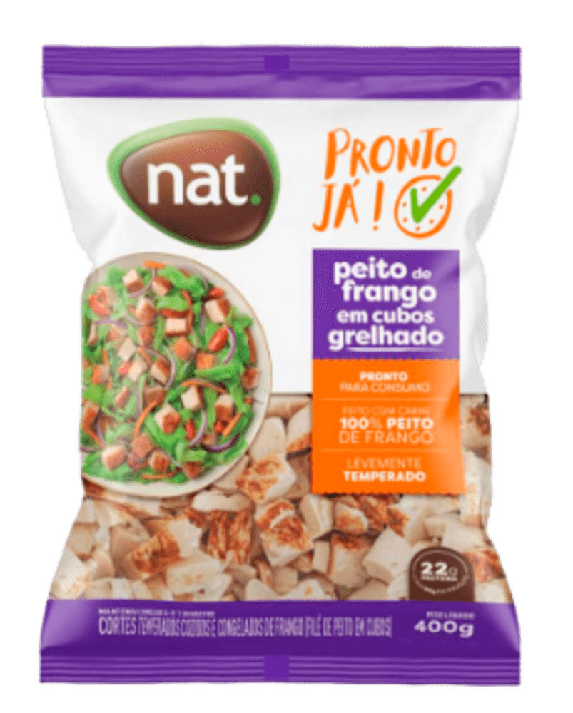 File de Peito Frango NAT Grelhado em Cubos Congelado 400g