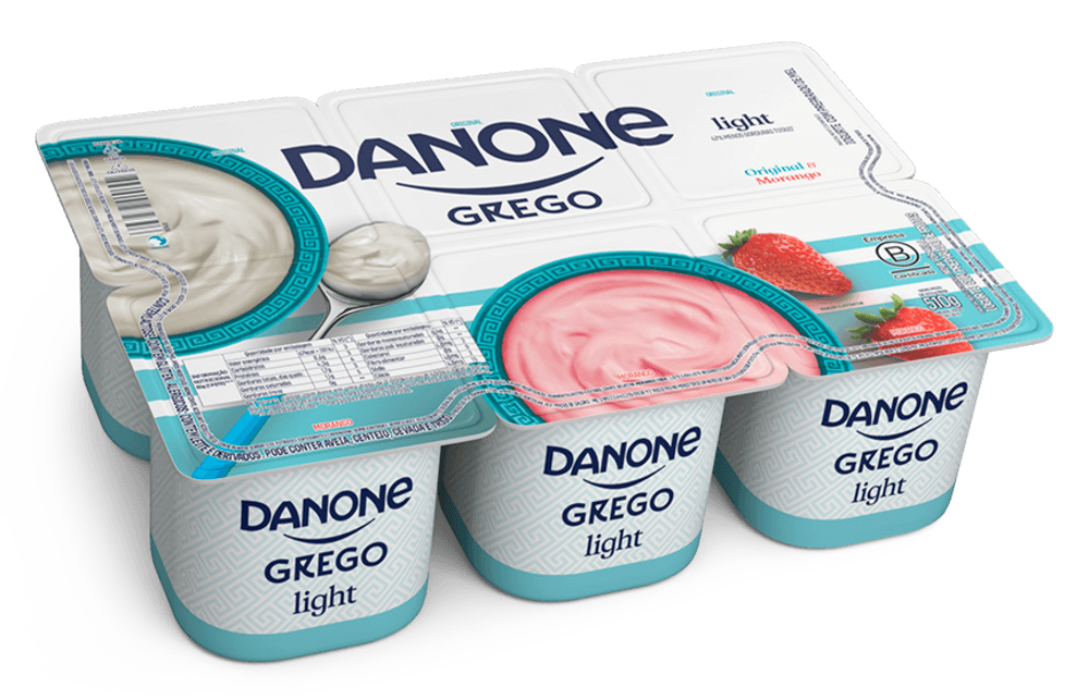 Iogurte Grego Danone Light Original e Morango 510g 6 unidades