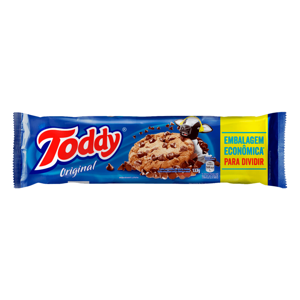 Biscoito Cookie Chocolate com Gotas de Chocolate Toddy Pacote 133g Embalagem Econômica