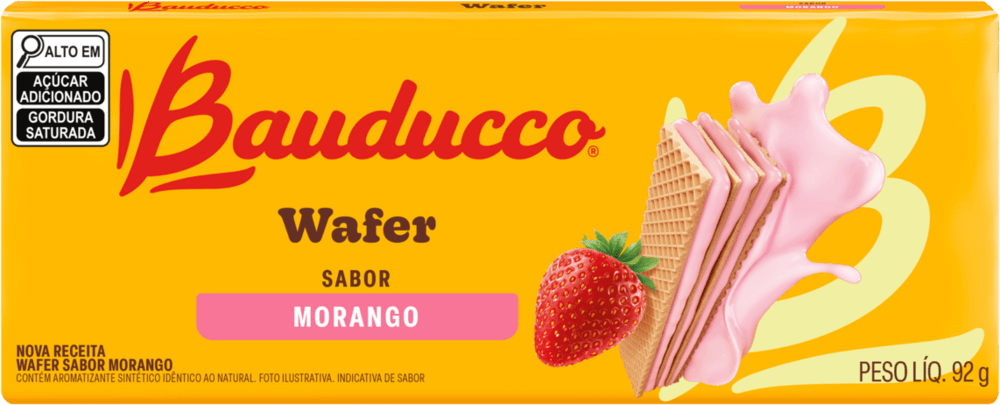 Biscoito Wafer Recheio Morango Bauducco Pacote 92g