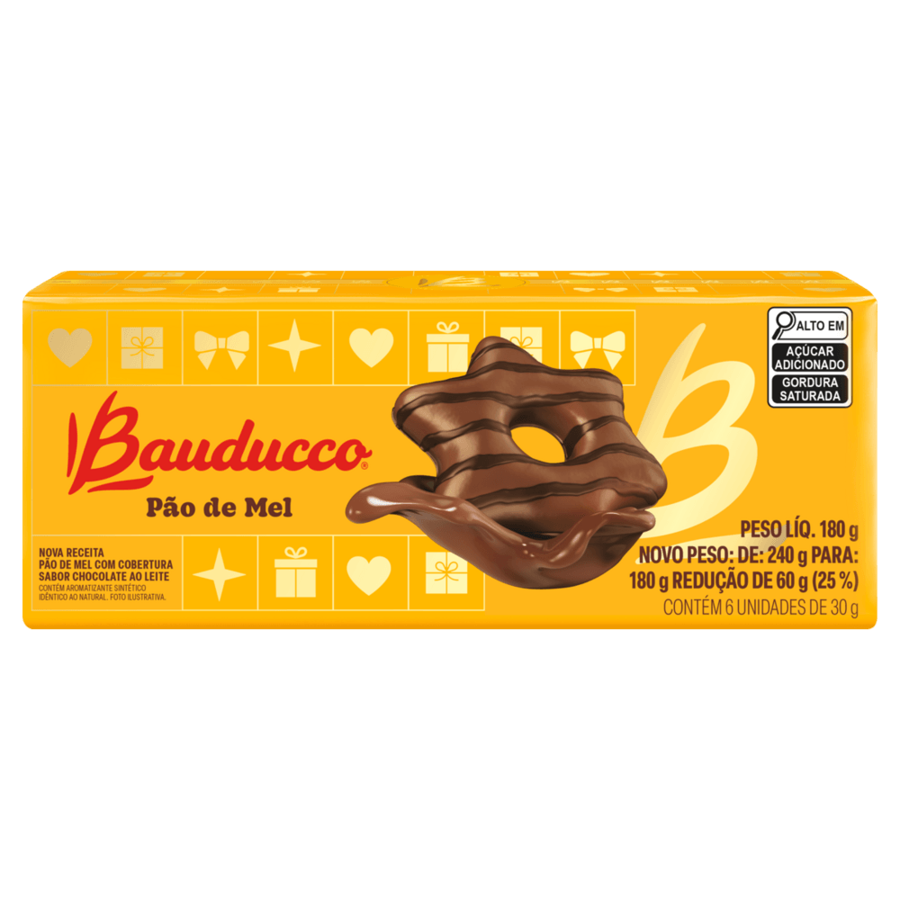 Pão de Mel Bauducco Cobertura de Chocolate ao Leite 180g