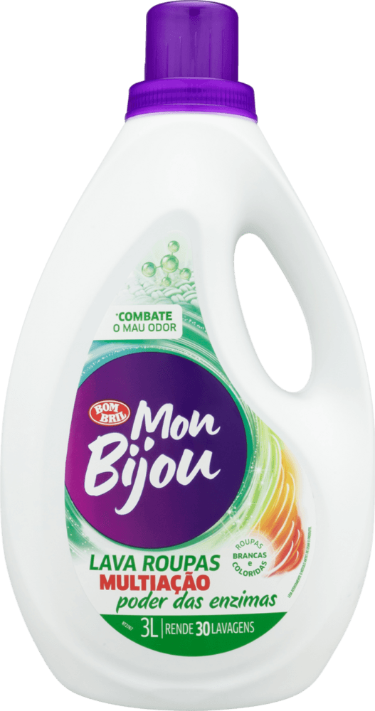 Lava Roupa Colorida Branca Enzimas Mon Bijou Bombril 3l