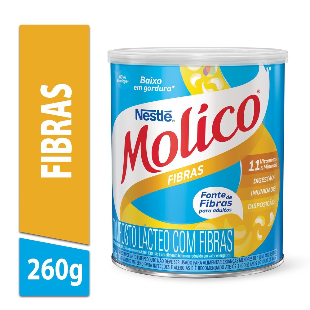 Leite em pó Molico Fibras Lata 260g