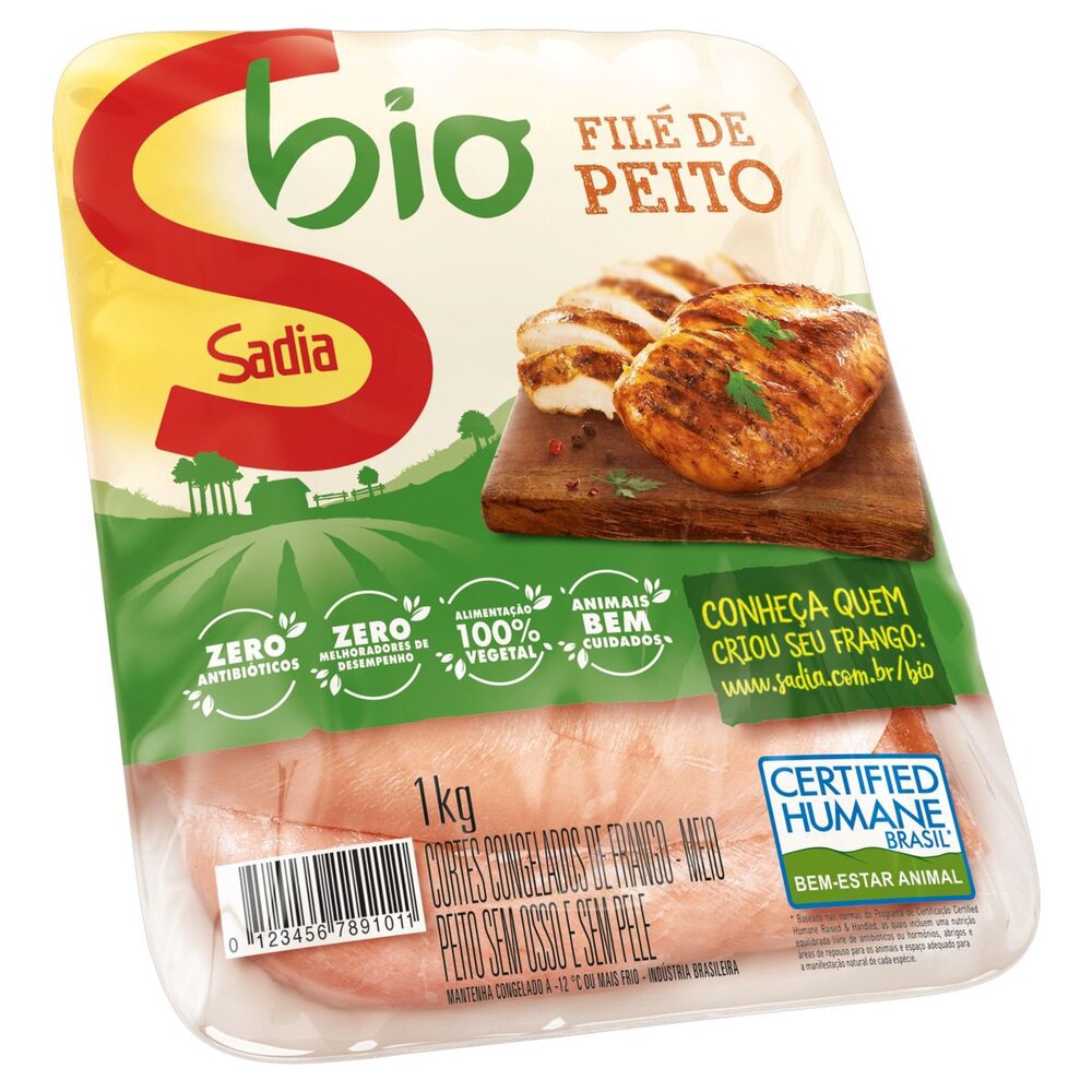 Filé peito de frango 1kg Sadia Bio Bandeja