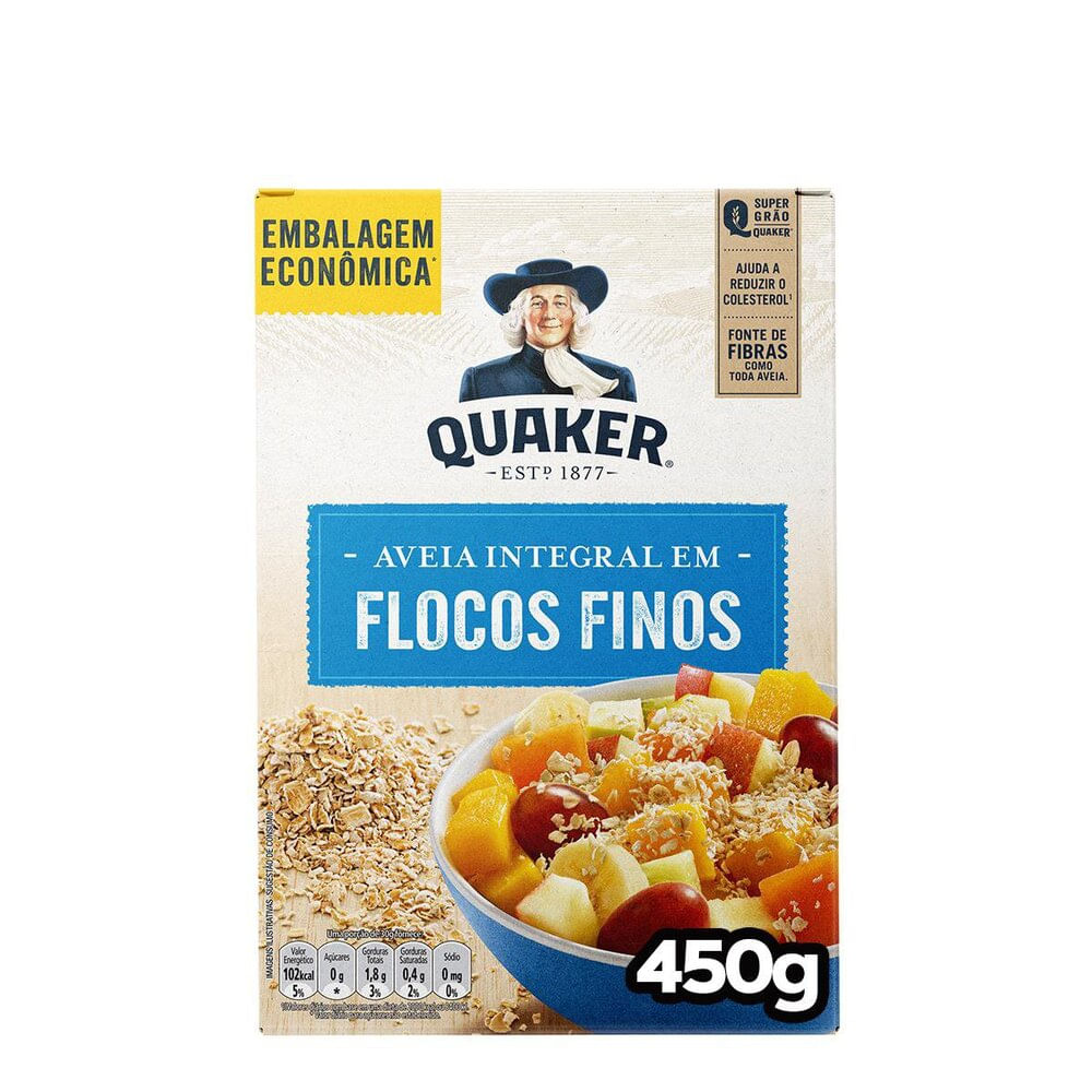 Aveia em flocos finos Quaker - Embalagem Econômica 450g
