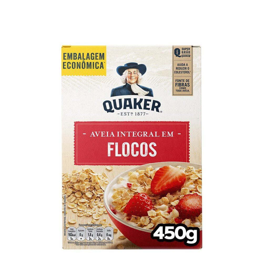 Aveia em flocos regulares Quaker - Embalagem Econômica 450g