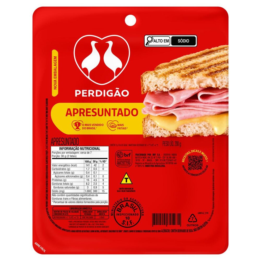 Apresuntado fatiado Perdigão 200g