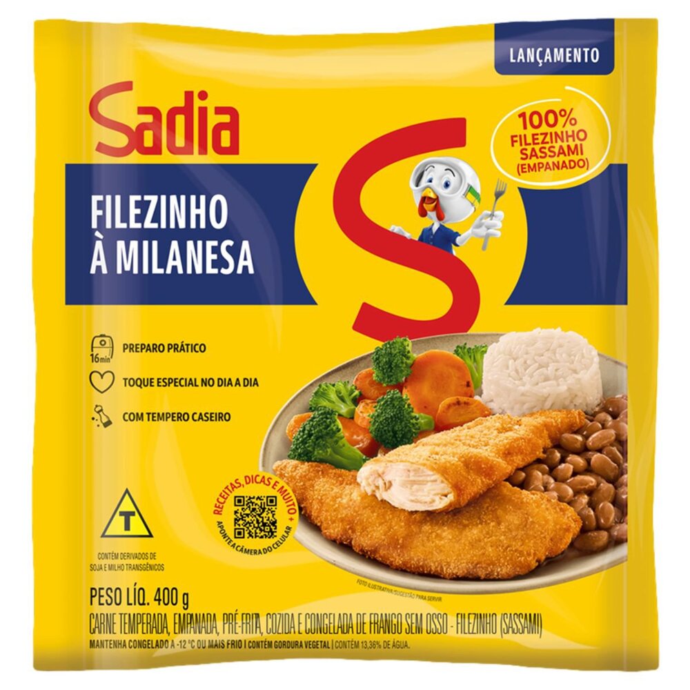 Empanado de Frango Filezinho Sassami Temperado Sadia Pacote 400g