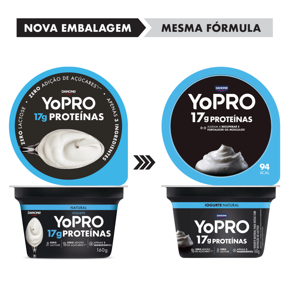 Iogurte Natural Zero Lactose Yopro Pote 160g