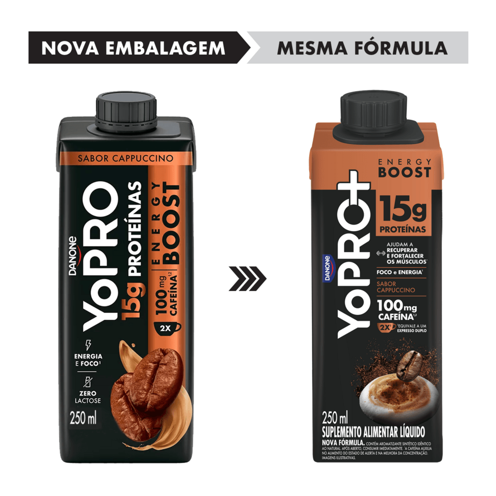 Bebida Láctea Yopro Energy Boost Cappuccino 15g 250ml