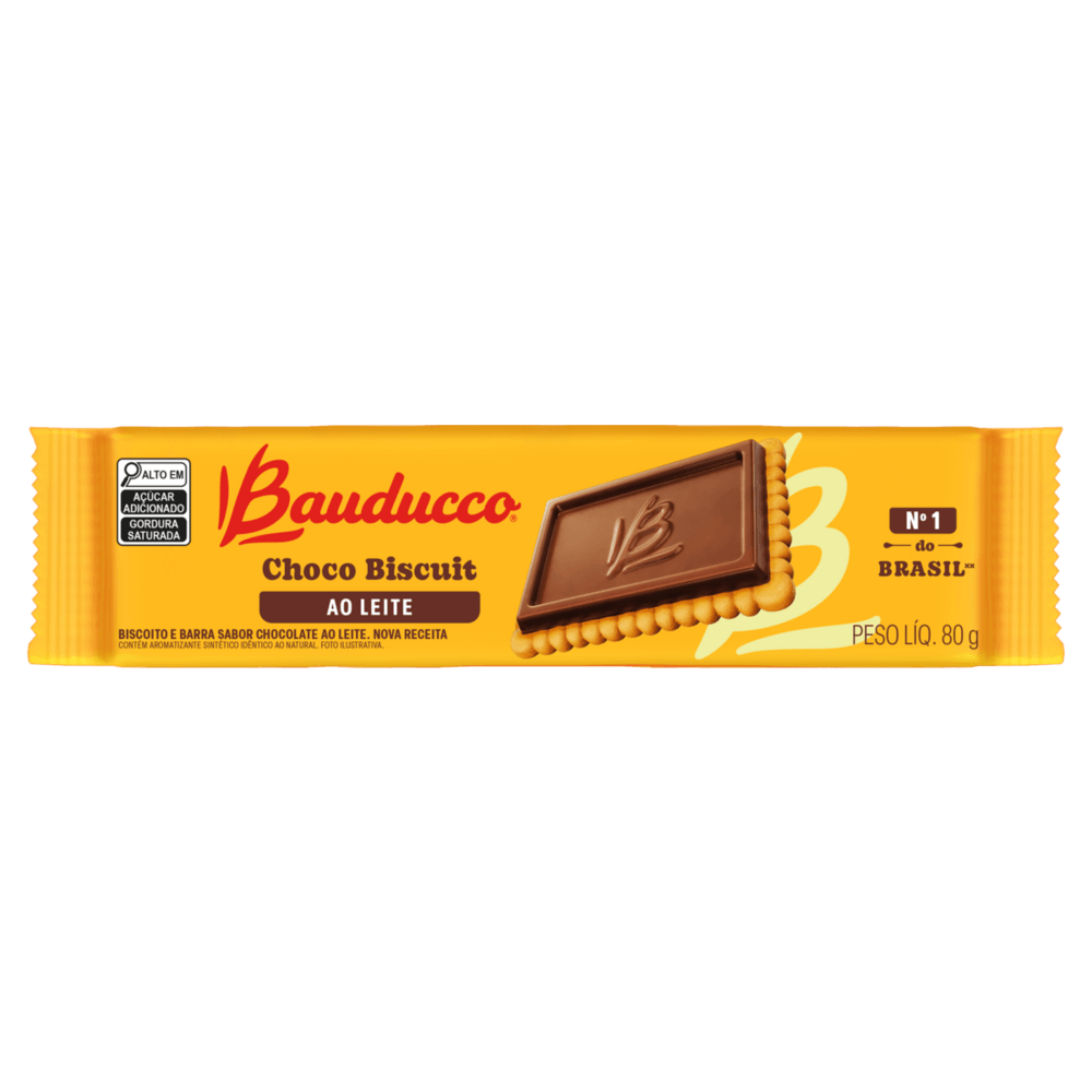 Biscoito ao Leite Bauducco Choco Biscuit Pacote 80g