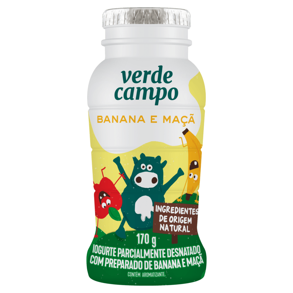 Iogurte Parcialmente Desnatado Banana e Maçã Verde Campo Frasco 170g