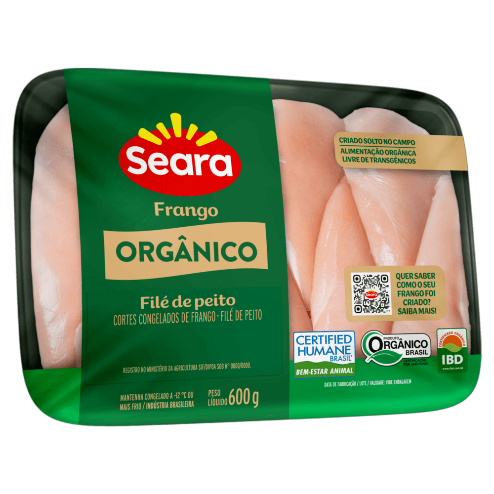 Filé de Peito de Frango Congelado Orgânico Seara 600g