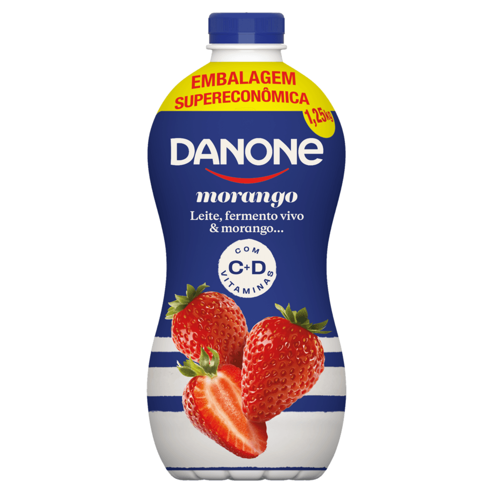 Iogurte Parcialmente Desnatado Morango Danone 1,25kg Embalagem Supereconômica
