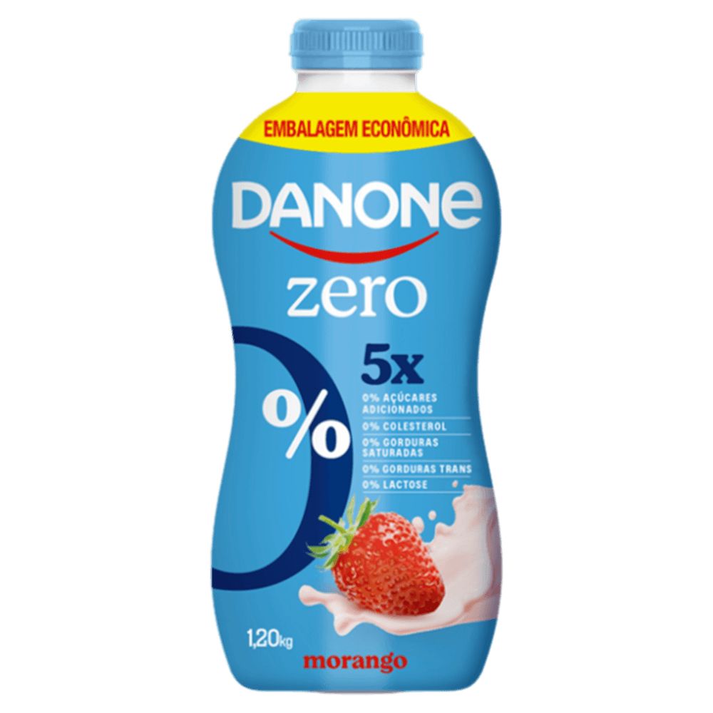 Iogurte Desnatado Morango Zero Lactose Danone Garrafa 1,2kg Embalagem Econômica