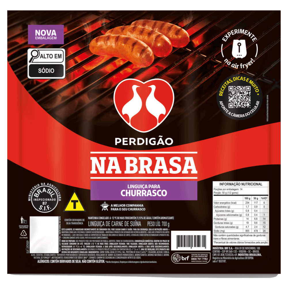 Linguiça de Carne Suína para Churrasco Perdigão na Brasa 700g