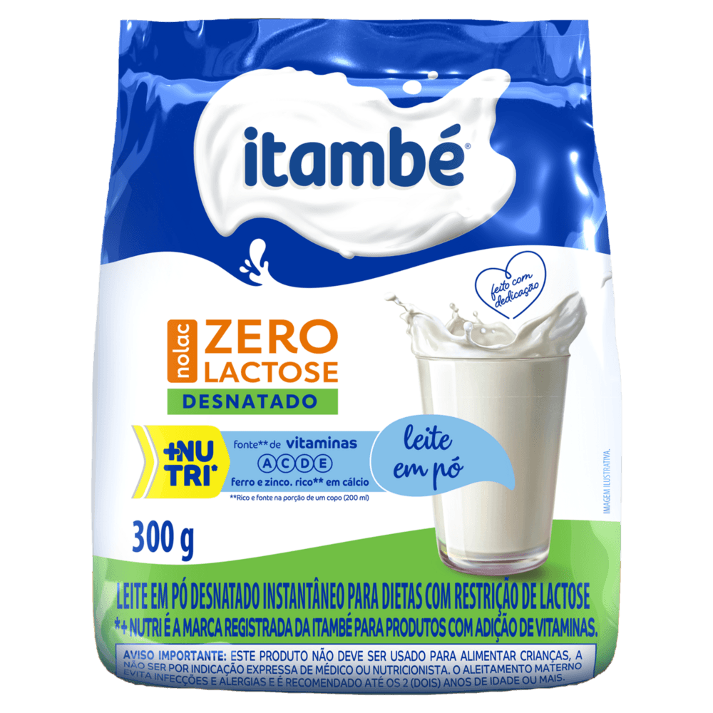 Leite Pó Instantâneo Desnatado Zero Lactose Itambé Nolac Pacote 300g