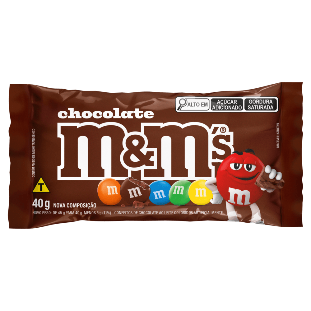 Confeito de Chocolate ao Leite M&M's Pacote 40g