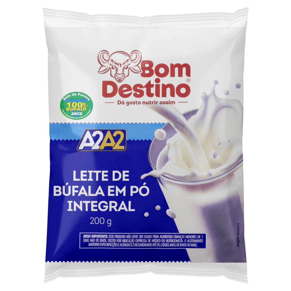 Leite de Búfala Pó Tipo A2A2 Integral Bom Destino Pacote 200g