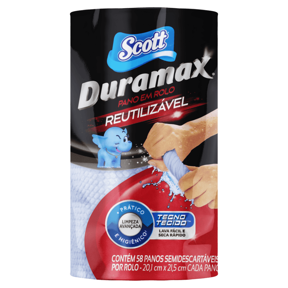 Pano Reutilizável em Rolo Azul Scott Duramax 58 Unidades