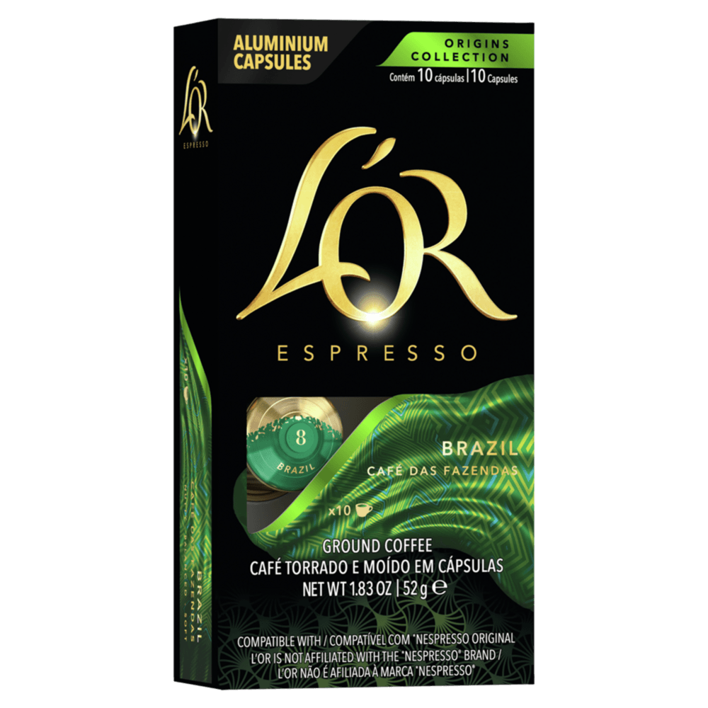 Café em Cápsula Torrado e Moído Espresso Brazil L'or Origins Collection Caixa 52g 10 Unidades