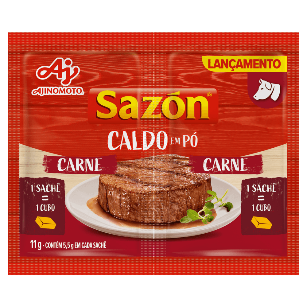 Caldo Pó Carne Sazón Envelope 11g 2 Unidades