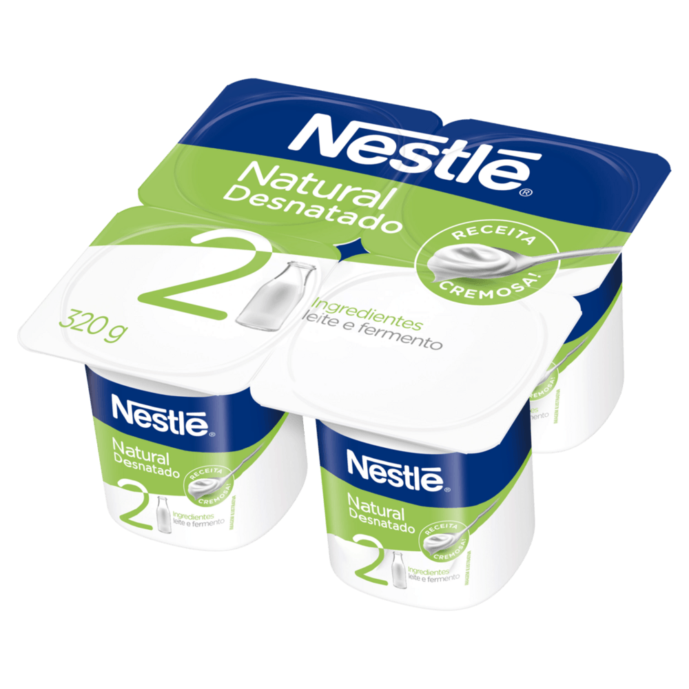 Iogurte Desnatado Natural Nestlé Bandeja 320g 4 Unidades