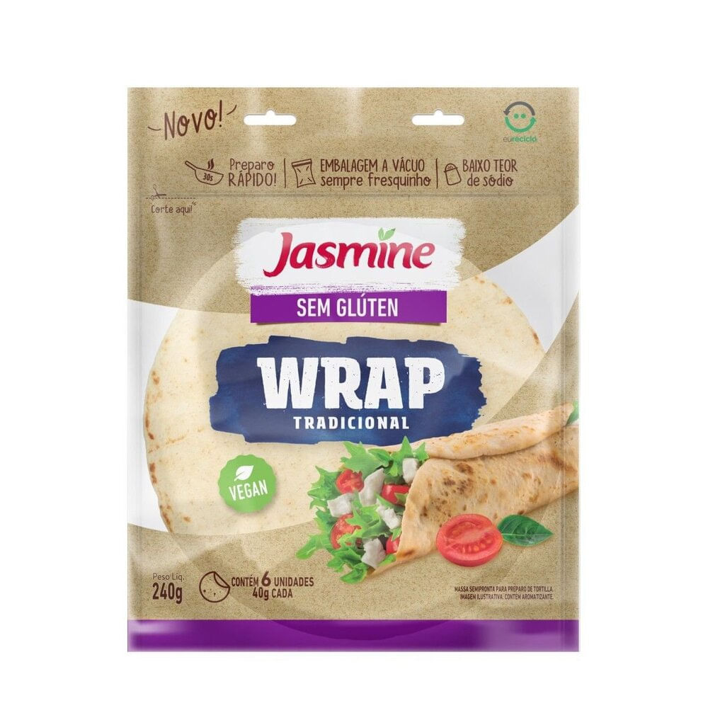 Massa Tortilha Tradicional Sem Glúten Jasmine 240g