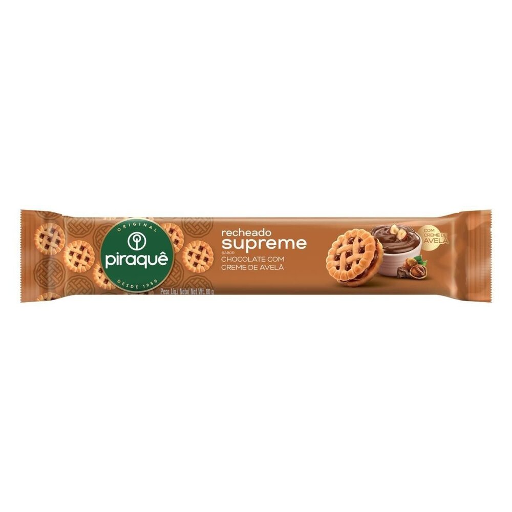 Biscoito Recheio Chocolate com Creme de Avelã Piraquê Supreme 80g
