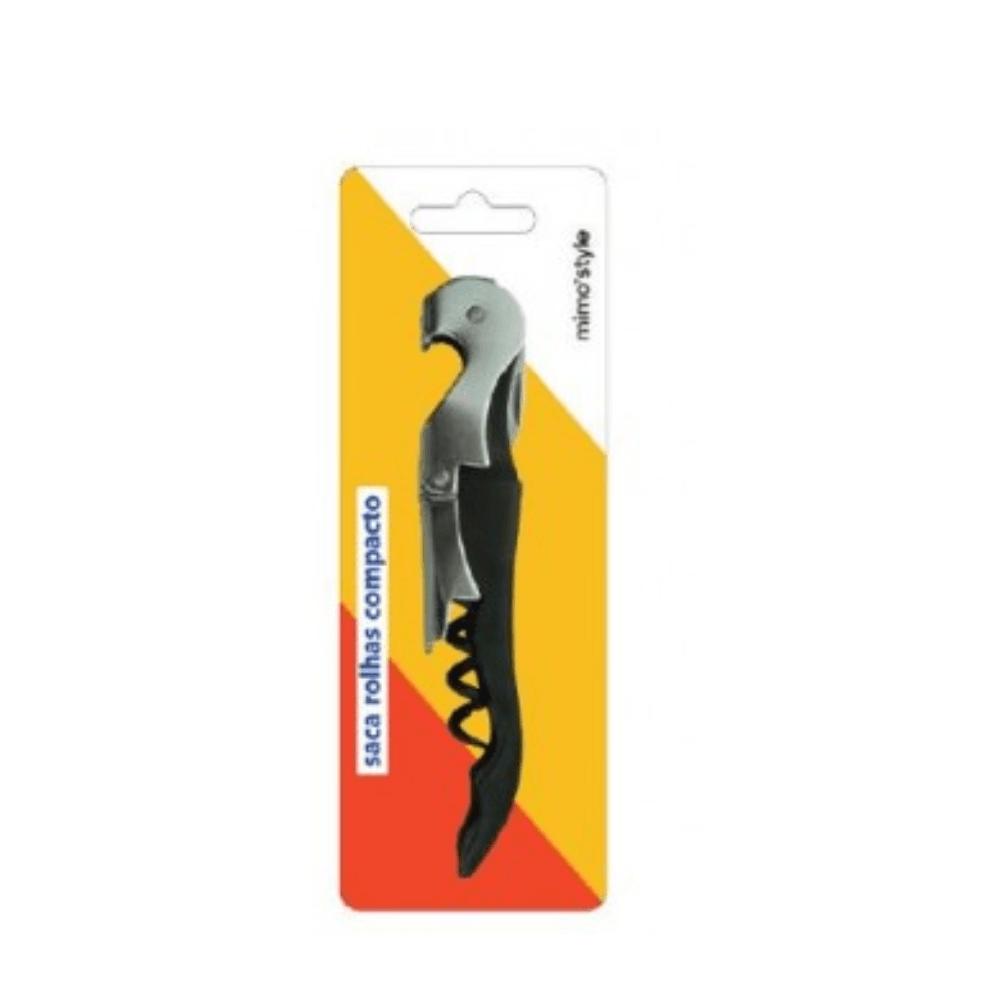 Saca Rolha Inox Compacto Preto Mimo Style 1 Unidade