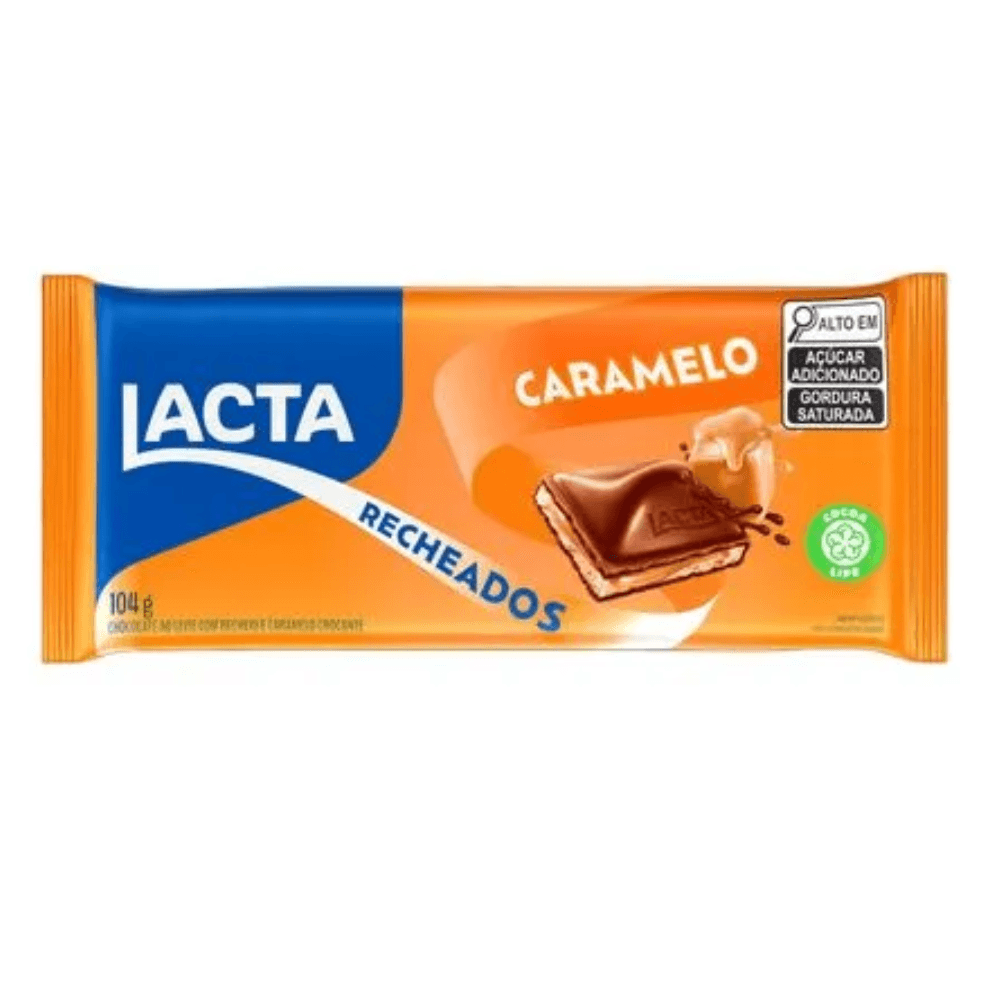 Chocolate ao Leite Recheio Caramelo Lacta Recheados Pacote 104g