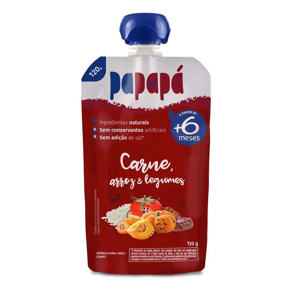 Papinha de Carne Arroz e Legumes Papapá 120g