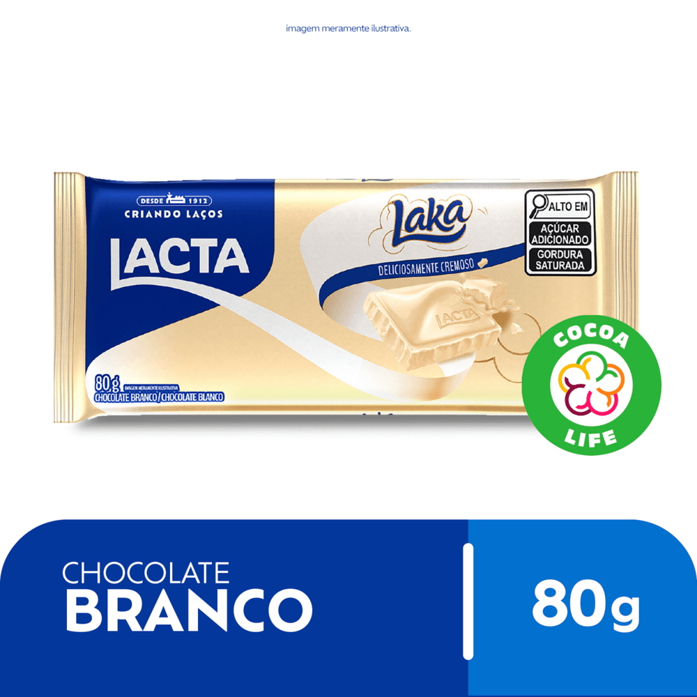 Barra de Chocolate Branco Laka Lacta 80g