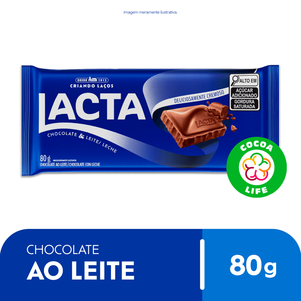 Barra de Chocolate ao Leite Lacta 80g