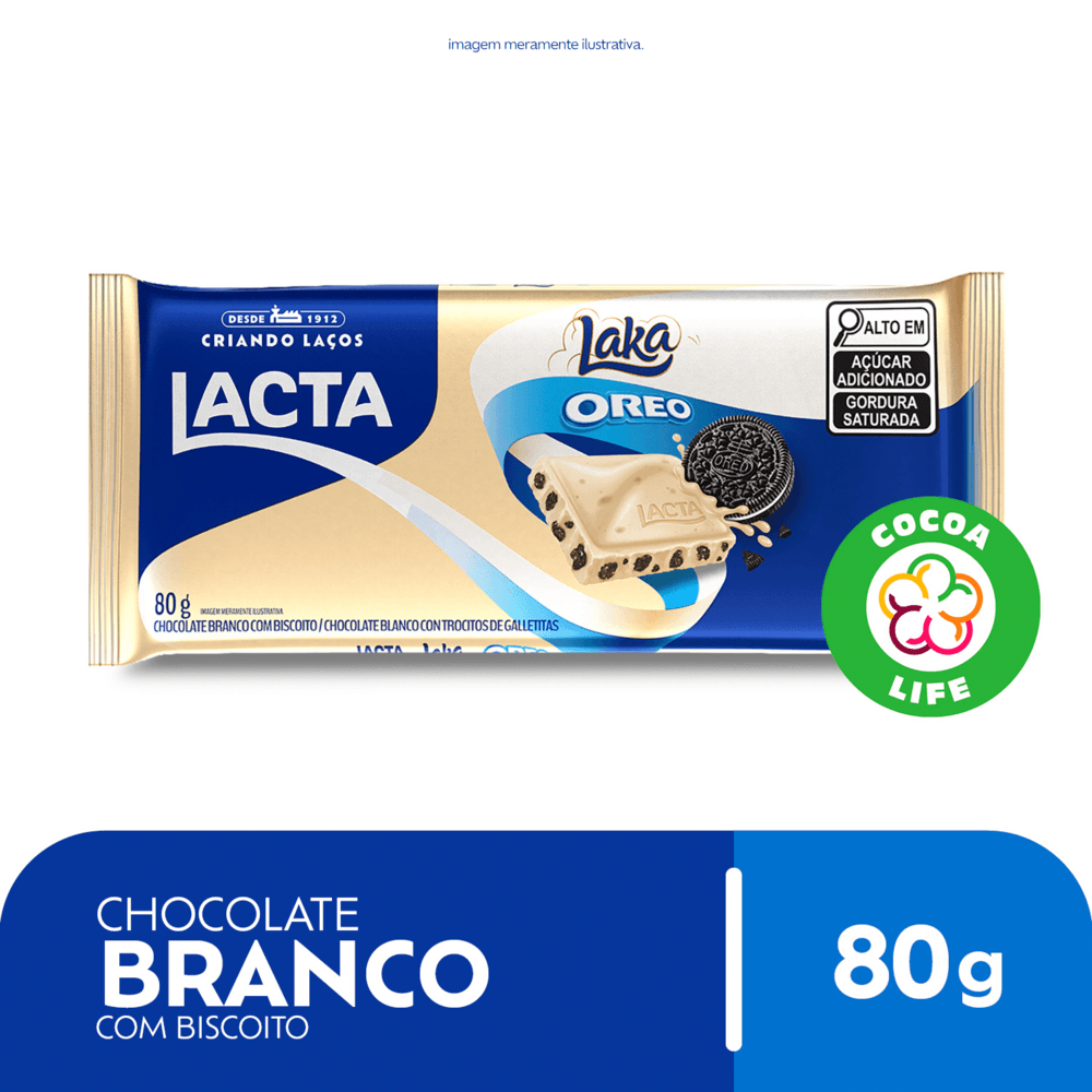 Barra de Chocolate Branco Laka Oreo Lacta 80g