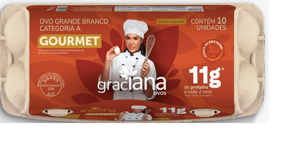OVO GALINHA GRANDE BRANCO GRACIANA GOURMET 10UN COM 11G PROTEINA - CATEGORIA A