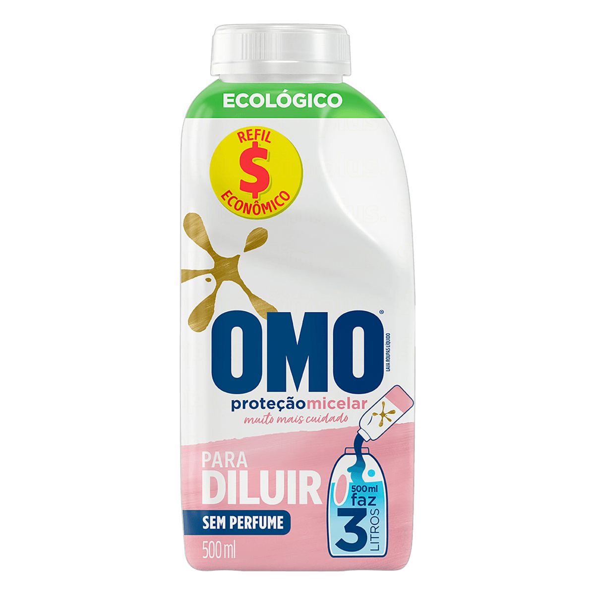 Lava-Roupas Líquido para Diluir com Perfume Omo Cuidado Intensivo Frasco 500ml Refil Econômico