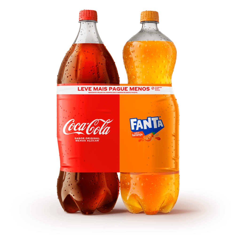 Kit Refrigerante Coca-Cola Original Menos Açúcar + Laranja Fanta 2l Cada