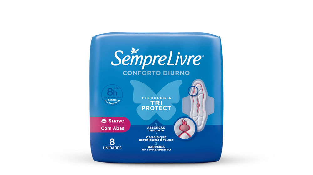 Absorvente com Abas Suave Sempre Livre Adapt Plus Pacote 8 Unidades